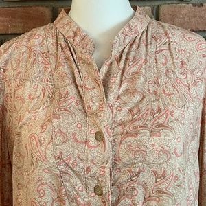Pendleton Paisley Print Collarless Button Up Blouse in Size M